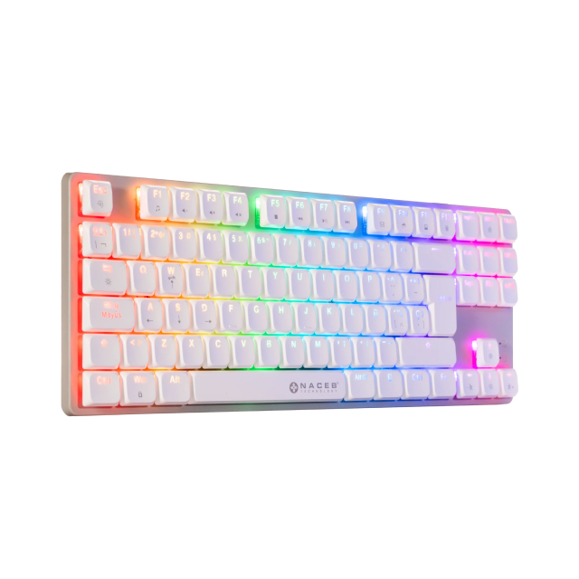 Teclado Gamer Alámbrico Mecánico Naceb Slim | 95% | Switch Red | Español | RGB | Blanco / Gris | NA-0971