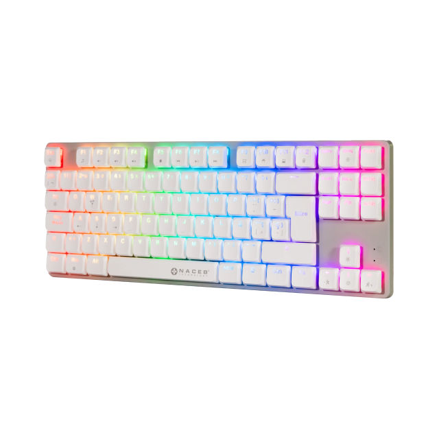 Teclado Gamer Alámbrico Mecánico Naceb Slim | 95% | Switch Red | Español | RGB | Blanco / Gris | NA-0971