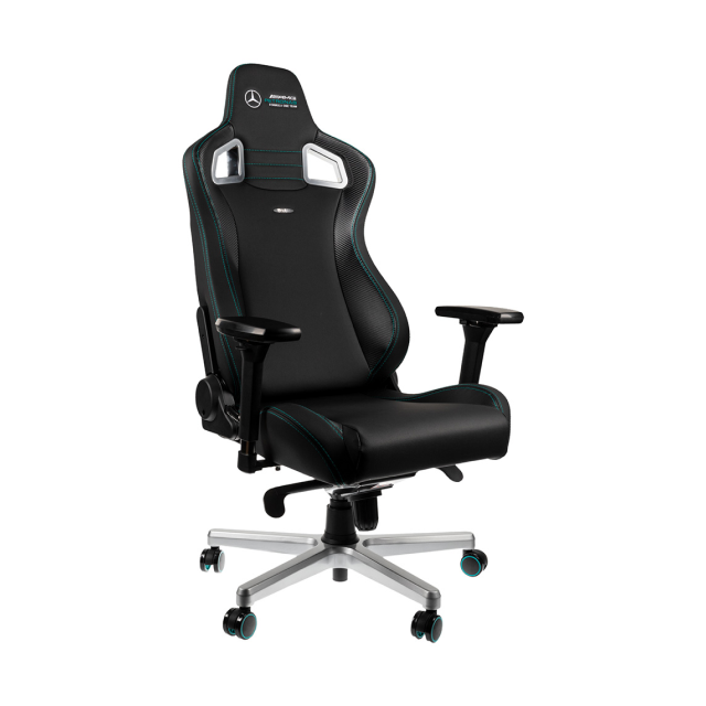 Silla Gamer noblechairs EPIC Mercedes-AMG Petronas F1 Team | Hasta 120 kg | Cojín Lumbar | Reposabrazos 4D | Estrella de Aluminio | Inclinación de Hasta 135 Grados | Edición Especial | Negro / Verde PETRONAS | NBL-EPC-PU-MPF