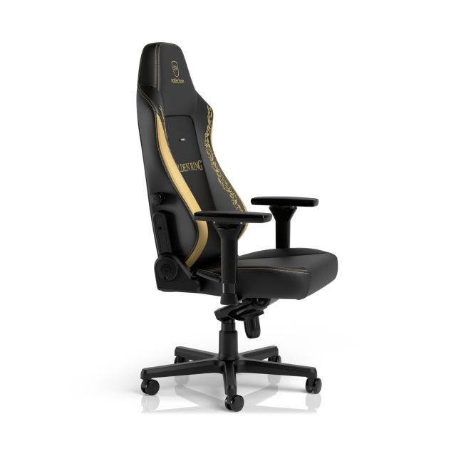 Silla Gamer noblechairs HERO Elden Ring Edition | Hasta 150 kg | Soporte Lumbar Integrado Ajustable | Reposabrazos 4D | Estrella de Aluminio | Inclinación de Hasta 125 Grados | Edición Especial | Negro / Dorado | NBL-HRO-PU-ERE
