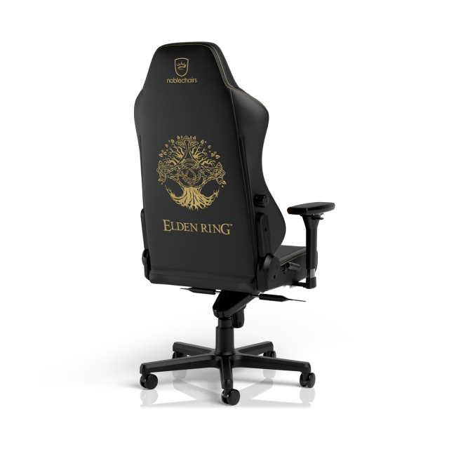 Silla Gamer noblechairs HERO Elden Ring Edition | Hasta 150 kg | Soporte Lumbar Integrado Ajustable | Reposabrazos 4D | Estrella de Aluminio | Inclinación de Hasta 125 Grados | Edición Especial | Negro / Dorado | NBL-HRO-PU-ERE