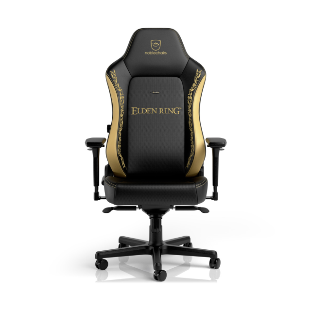 Silla Gamer noblechairs HERO Elden Ring Edition | Hasta 150 kg | Soporte Lumbar Integrado Ajustable | Reposabrazos 4D | Estrella de Aluminio | Inclinación de Hasta 125 Grados | Edición Especial | Negro / Dorado | NBL-HRO-PU-ERE