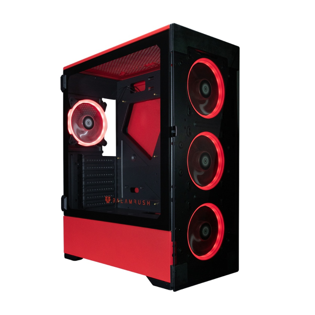 Gabinete Balamrush Thinos | E-ATX | ATX | Micro ATX | Mini-ITX | USB 3.0 | 4 Ventiladores ARGB Pre-instalados | Negro/Rojo | BR-932257