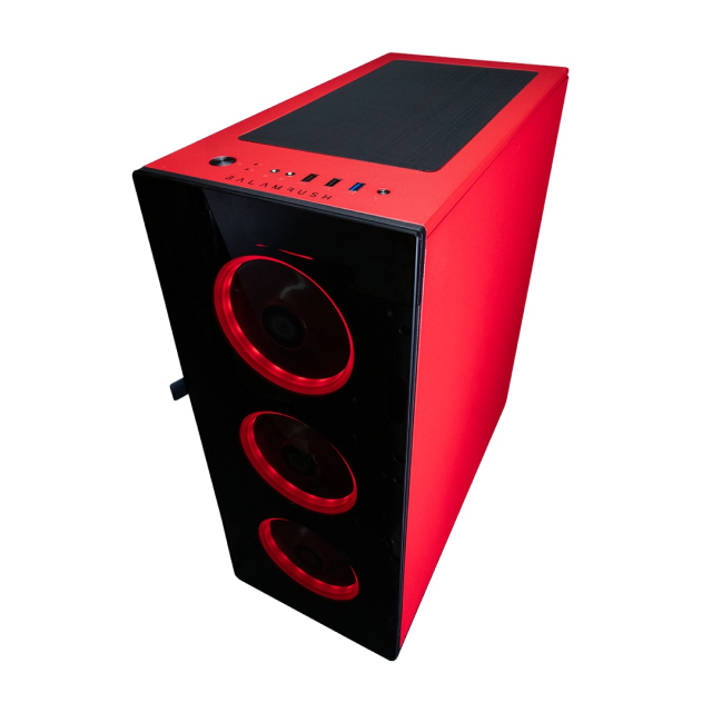 Gabinete Balamrush Thinos | E-ATX | ATX | Micro ATX | Mini-ITX | USB 3.0 | 4 Ventiladores ARGB Pre-instalados | Negro/Rojo | BR-932257