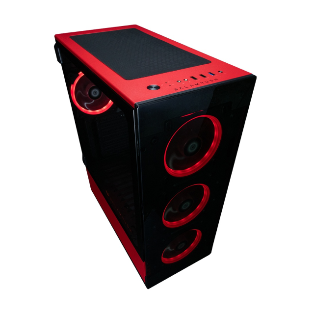 Gabinete Balamrush Thinos | E-ATX | ATX | Micro ATX | Mini-ITX | USB 3.0 | 4 Ventiladores ARGB Pre-instalados | Negro/Rojo | BR-932257