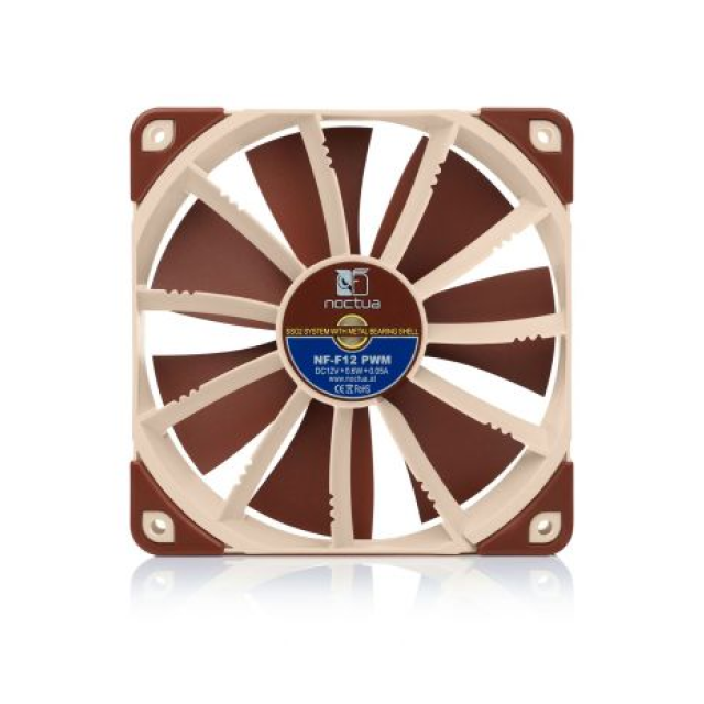 Ventilador Noctua NF-F12 PWM | 120mm | 1500 RPM | 4-pin | 22,4 dB(A) | Color Café | NF- F12 PWM