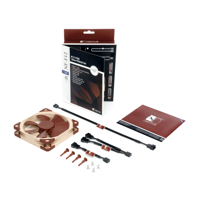 Ventilador Noctua NF-F12 PWM | 120mm | 1500 RPM | 4-pin | 22,4 dB(A) | Color Café | NF- F12 PWM