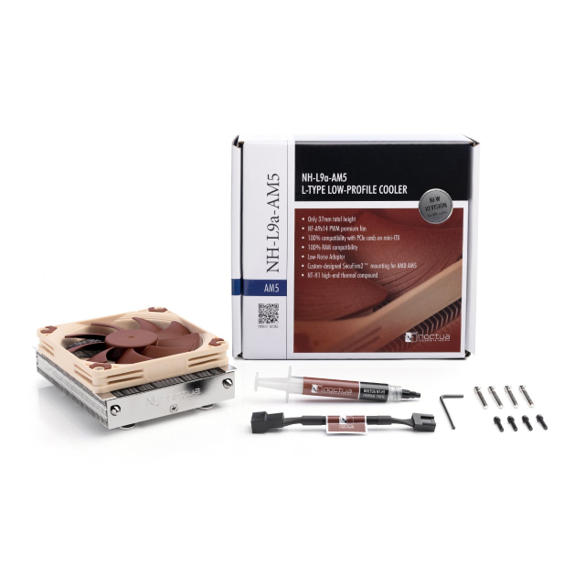 Disipador de Aire Noctua NH-L9a-AM5 | 114 mm | 600 a 2500 RPM | 23.6 dBA | AM5 / AM4 | Café | NF-A9x14 HS-PWM
