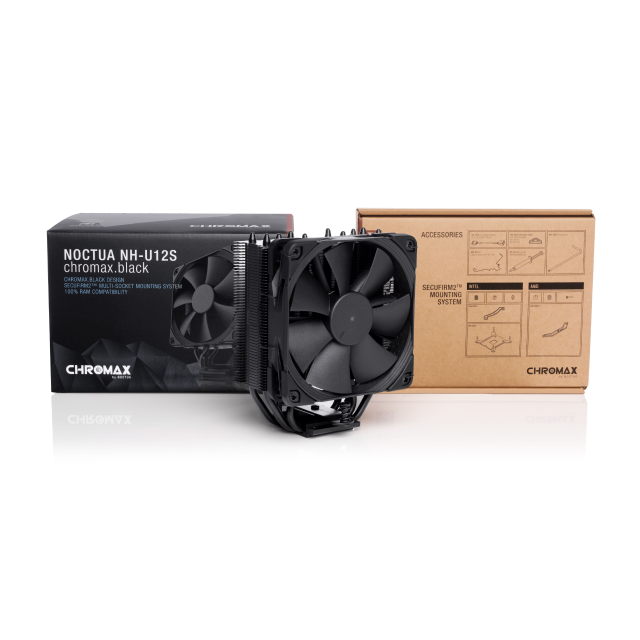 Disipador de Aire Noctua NH-U12s chromax.black | LGA1851/LGA1700 / AMD AM5 / AM4 | 1500 RPM | 22,4 dB(A) | Color Negro | NH-U12s Chromax Black