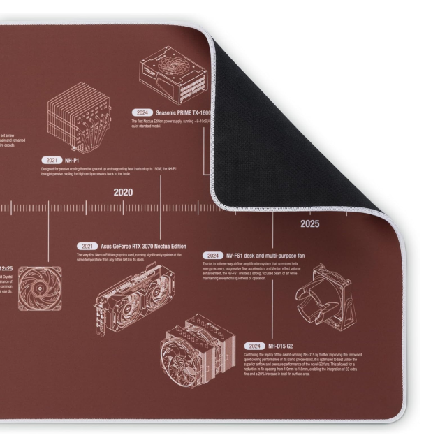 Mousepad Gamer Noctua NP-DM3 | 900 x 400 x 4 mm | Bordes con Costura | Base Antideslizante | Edición del 20° Aniversario | Café | NP-DM3