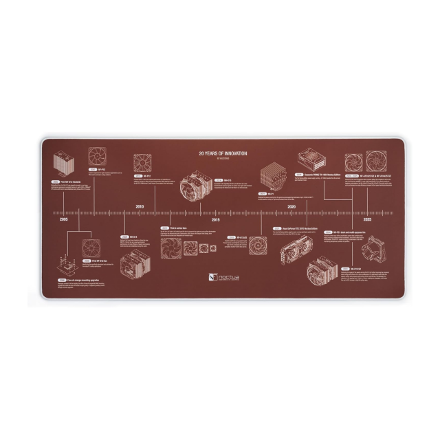 Mousepad Gamer Noctua NP-DM3 | 900 x 400 x 4 mm | Bordes con Costura | Base Antideslizante | Edición del 20° Aniversario | Café | NP-DM3