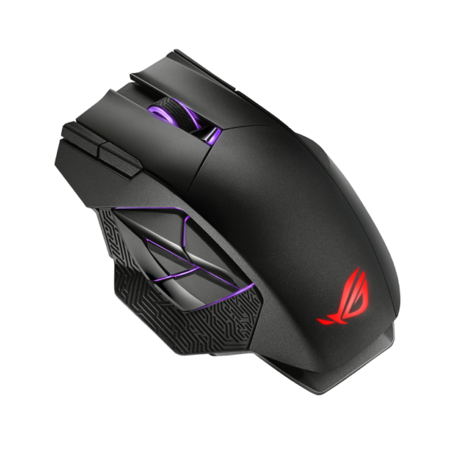 Mouse Gamer Inalámbrico ASUS ROG Spatha X | Incluye Base de Carga Magnética | Hasta 67 Horas de Batería | Hasta 19000 DPI | Sensor Óptico de Alta Precisión | 168 g | 12 Botones Programables | 2.4GHz / Cable USB | RGB | Negro | P707 ROG SPATHA X