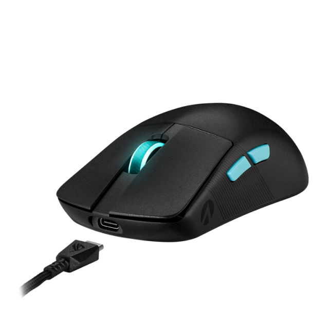 Mouse Gamer Inalámbrico ASUS ROG Harpe Ace Aim Lab Edition | Hasta 36000 DPI | Sensor Óptico ROG AimPoint | 54 g | Hasta 90 Hrs de Batería | Cable USB / ROG SpeedNova 2.4 GHz / Bluetooth | RGB Aura Sync | Negro | 90MP02W0-BMUA00