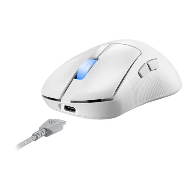 Mouse Gamer Inalámbrico ASUS ROG Keris II Ace | Hasta 107 Horas de Batería | Hasta 42000 DPI | Sensor Óptico ROG AimPoint Pro | 54 g | 2.4GHz / Bluetooth / USB-A | RGB | Blanco | P714 ROG KERIS II WL ACE/WHT