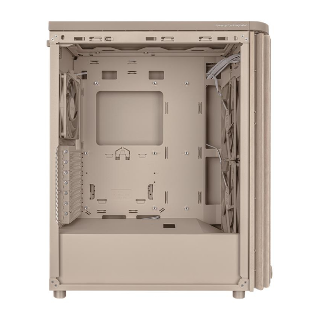 Gabinete ASUS ProArt PA401 Wood Edition | Media Torre | ATX | 2 x USB A / 1 x USB C | Incluye 3 Ventiladores | Panel de Malla Mesh | Acentos de Madera Artesanal | Beige | PA401/BEIGE/WOOD/MESH