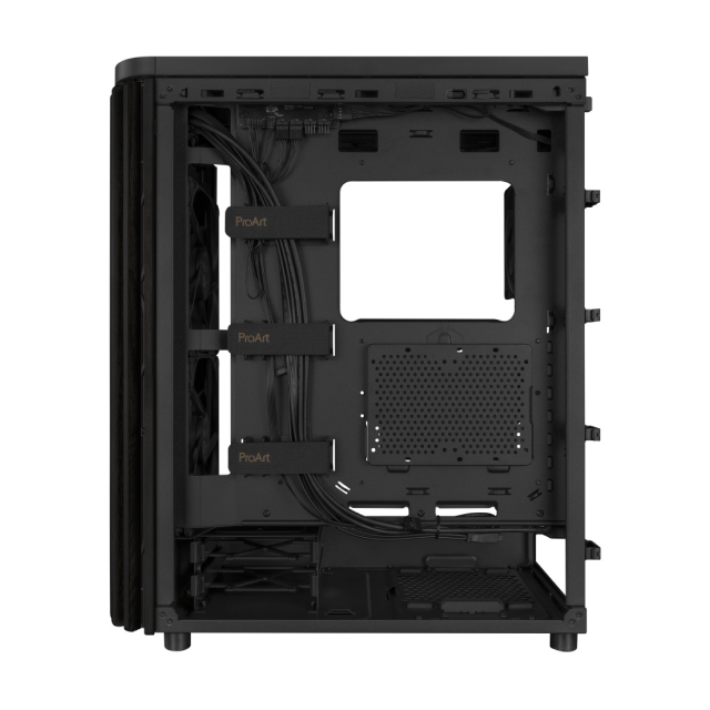 Gabinete ASUS ProArt PA401 Wood Edition | Media Torre | ATX / Micro-ATX / Mini-ITX | USB 3.2 | 3 Ventiladores Preinstalados | Panel Frontal de Madera | Cristal Templado | Negro | PA401/BK/WOOD/TG
