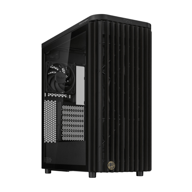Gabinete ASUS ProArt PA401 Wood Edition | Media Torre | ATX / Micro-ATX / Mini-ITX | USB 3.2 | 3 Ventiladores Preinstalados | Panel Frontal de Madera | Cristal Templado | Negro | PA401/BK/WOOD/TG