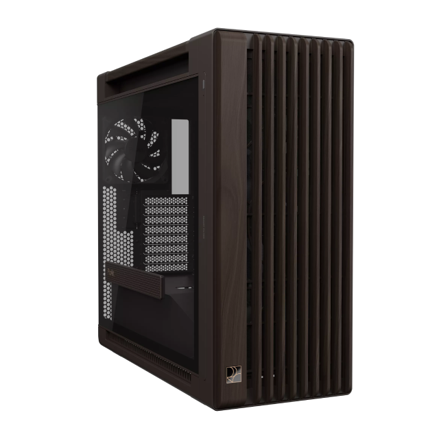 Gabinete ASUS ProArt PA602 Wood Edition | Media Torre | E ATX / ATX / Micro ATX / Mini ITX / DTX / Mini DTX | 4 x USB A / 1 x USB C | Incluye 3 Ventiladores | Cristal Templado | Acentos de Madera de Nogal | Café | PA602/WALNUT WOOD/BRN/TG
