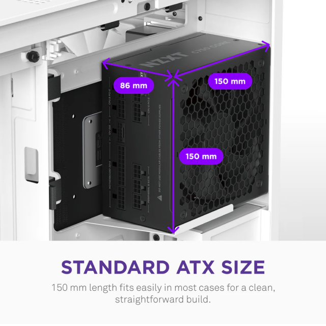 Fuente de Poder NZXT C750 Gold Core | 750W | 80 PLUS Gold | 24-pin ATX 3.1 | 150 mm | Full Modular | Negro | PA-7G3BB-US