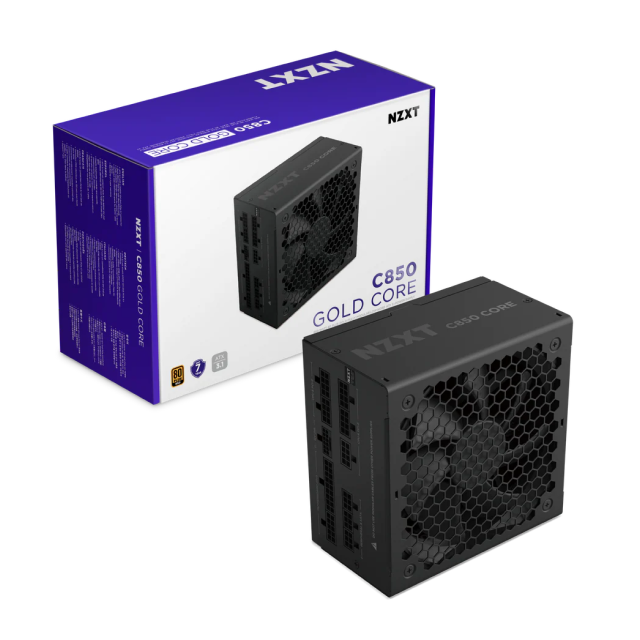 Fuente de Poder NZXT C850 Gold Core | 850W | 80 PLUS Gold | 24-pin ATX 3.1 | 150 mm | Full Modular | Negro | PA-8G3BB-US