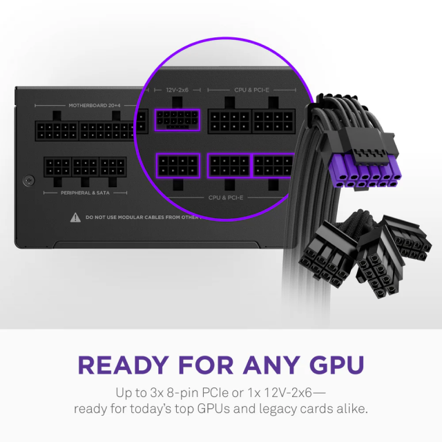 Fuente de Poder NZXT C850 Gold Core | 850W | 80 PLUS Gold | 24-pin ATX 3.1 | 150 mm | Full Modular | Negro | PA-8G3BB-US