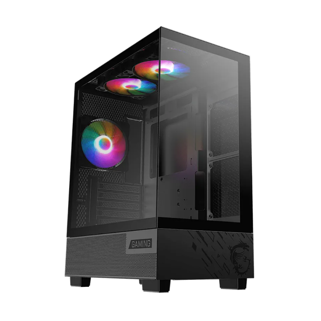 Gabinete MSI PAG PANO M110A | Media Torre | Micro-ATX / Mini-ITX | USB-A 3.2 | 3 Ventiladores Preinstalados | Diseño Panorámico con Doble Cristal Templado | Negro | PAG PANO M110A