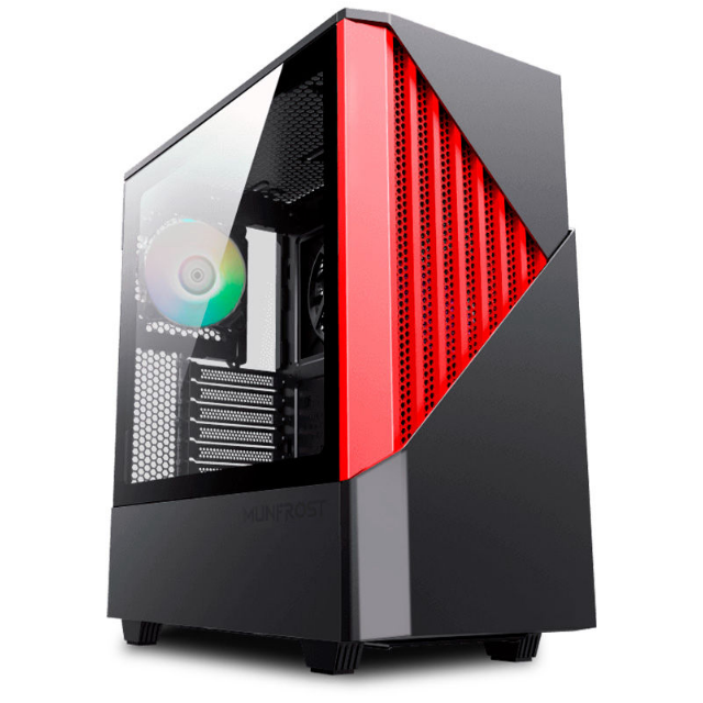 Gabinete Gamer Munfrost - Panda PRO Negro/Rojo - E-ATX - Mid-Tower - MFGPAPBR