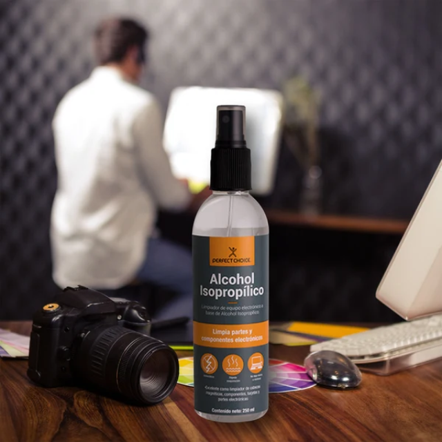 Alcohol Isopropílico Perfect Choice | Limpiador Antiestático para Equipo Electrónico | Para Componentes, Tarjetas y Contactos | 250 ml | PC-034087