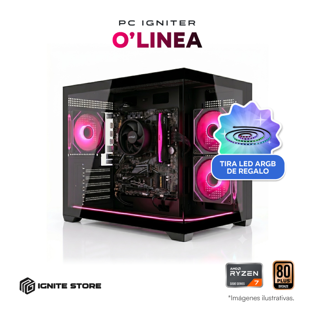 PC Gamer Igniter O'Linea | R7 5700G | 16GB de RAM | SSD 500GB + Tira LED ARGB de Regalo