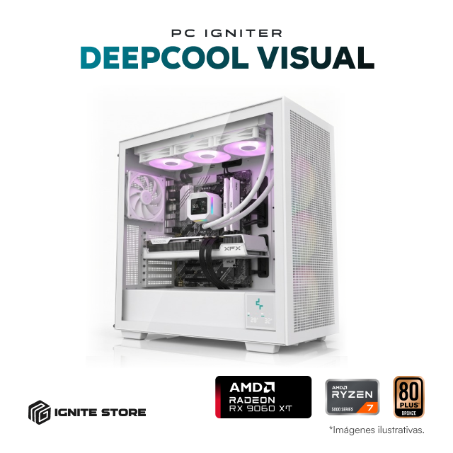 PC Gamer Igniter DeepCool Visual | R7 5700G | RX 9060 XT 16GB | 16GB de RAM | SSD 1TB