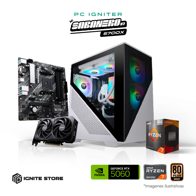 PC Igniter Sabanero R7 5700X | RTX 5060 8GB | 16GB de RAM | SSD 1TB