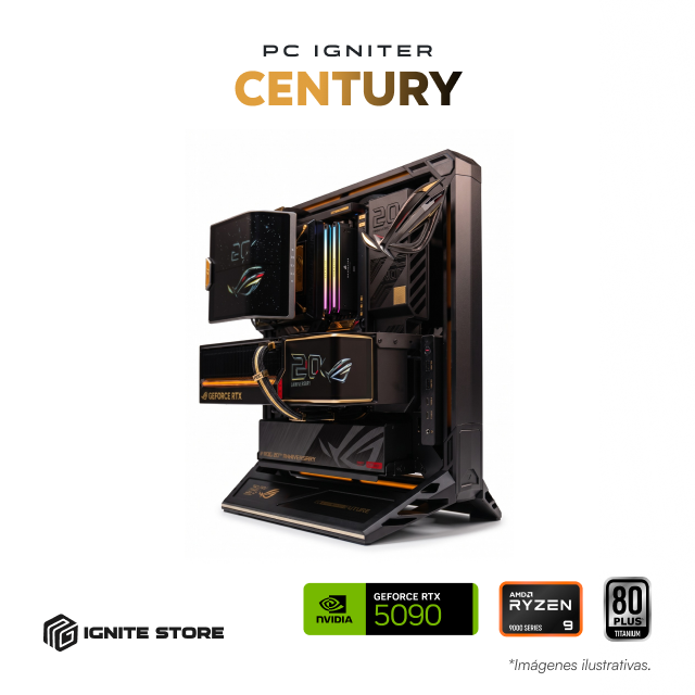 PC Gamer Igniter Century | Ensamble ASUS ROG Edition 20 | AMD Ryzen 9 9950X3D2 Dual Edition |  ASUS ROG Astral NVIDIA GeForce RTX 5090 Edition 20 32GB | 64GB RAM DDR5 | SSD 4TB