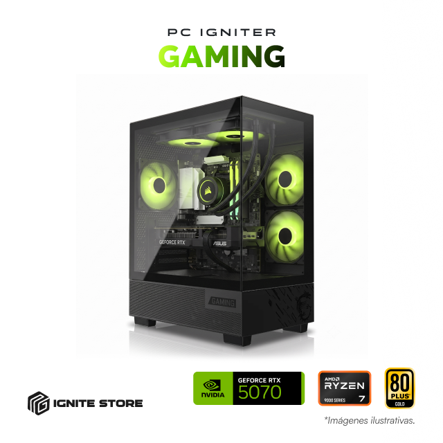 PC Gamer Igniter Gaming | AMD Ryzen 7 9800X3D | NVIDIA GeForce RTX 5070 12GB | 32GB RAM DDR5 | SSD 1TB