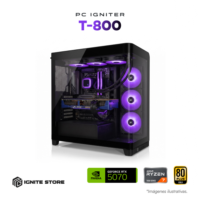 PC Gamer Igniter T-800 | AMD Ryzen 7 7800X3D | NVIDIA GeForce RTX 5070 12GB | 32GB RAM DDR5 | SSD 1TB