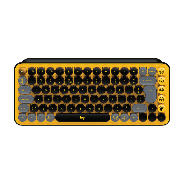 Teclado mecánico inalámbrico Logitech POP Keys | Teclas especiales | Interruptores mecánicos Brown | Color Amarillo / Blast | 920-010713