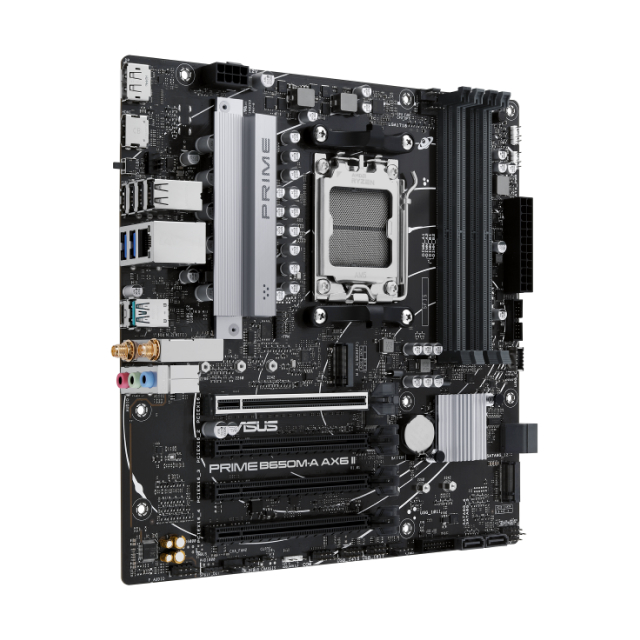 Tarjeta Madre ASUS PRIME B650M-A AX6 II | Micro ATX | AM5 | AMD B650 | DDR5 (Hasta 192GB) | Wi-Fi 6 | Bluetooth 5.3 | Negro | PRIME B650M-A AX6 II