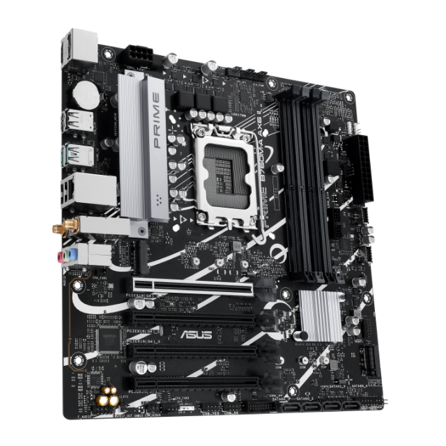 Tarjeta Madre ASUS PRIME B760M-A AX6 II | Micro ATX | Intel LGA1700 | Intel B760 | DDR5 (Hasta 192GB) | DisplayPort / HDMI | Wi-Fi 6 | Bluetooth 5.3 | Negro | PRIME B760M-A AX6 II