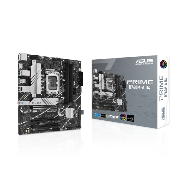 Tarjeta Madre ASUS PRIME B760M-A D4 |  mATX | LGA1700 |  Intel B760 | DDR4 x4 (Max. 128GB) | PRIME B760M-A D4