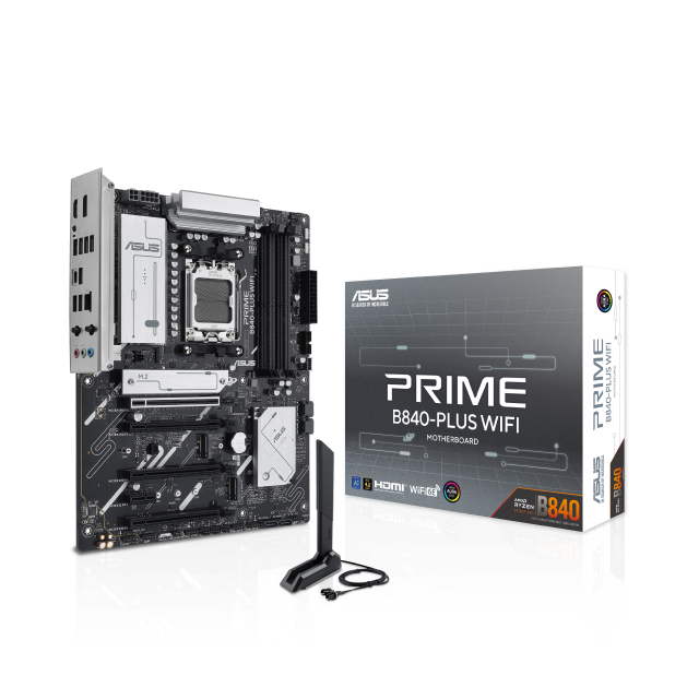Tarjeta Madre ASUS PRIME B840-PLUS WIFI | ATX | AM5 | RAM DDR5 (Hasta 256GB) | WiFI 6E / Bluetooth 5.3 | DisplayPort / HDMI | PRIME B840-PLUS WIFI
