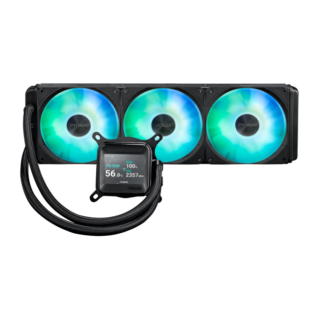 Enfriamiento Líquido ASUS PRIME LC 360 ARGB LCD | Pantalla de Monitoreo LCD | 360 mm | 800 a 3600 RPM | 36.5 dBA | AM5 / AM4 | LGA 1851 / 1700 / 1200 / 115x | ARGB | Negro | PRIME LC 360 ARGB LCD