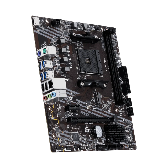 Tarjeta Madre MSI PRO A520M-S | Micro ATX | Socket AM4 | Chipset AMD A520 | 2 x DDR4 (Hasta 64GB) | 1 x HDMI / 6 x USB 2.0 / 6 x USB-A | Negro | PRO A520M-S