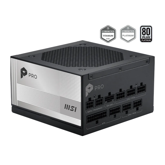 Fuente de Poder MSI PRO A850PL PCIE5 | 850W | 80 PLUS Platinum | Full Modular | 120mm | Compatible con ATX 3.1 y PCIe 5.1 | Blanco / Negro | PRO A850PL PCIE5