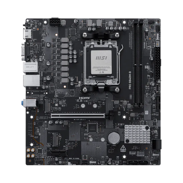 Tarjeta Madre MSI PRO B840M-B | Micro-ATX | Socket AM5 | Chipset AMD B840 | DDR5 (Hasta 128GB) | HDMI / VGA | Negro | PRO B840M-B