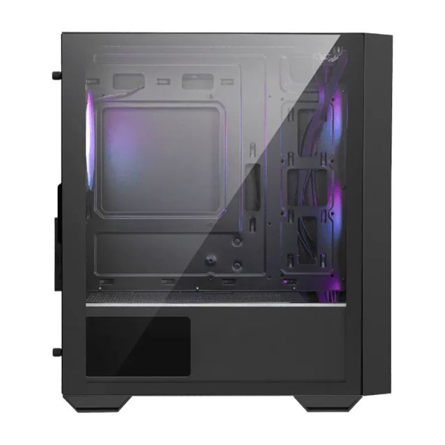 Gabinete MSI PRO FORGE M051A | Mini Torre | Micro-ATX / Mini-ITX | 3 x USB-A | Incluye 4 Ventiladores RGB | Cristal Templado | Negro | PRO FORGE M051A