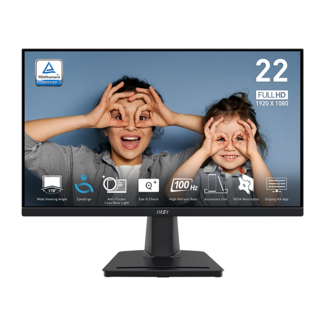 Monitor MSI PRO MP225V | LCD | 21.4" | Full HD 1920x1080 | 100Hz | HDMI | Negro | PRO MP225V