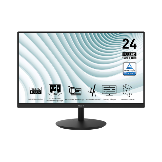 Monitor MSI PRO MP242 | 23.8'' | IPS | W-LED | 1920 x 1080 (FHD) | 75Hz | 5ms | Altavoces | HDMI 1.4 | sRGB  99.1% | PRO MP242L