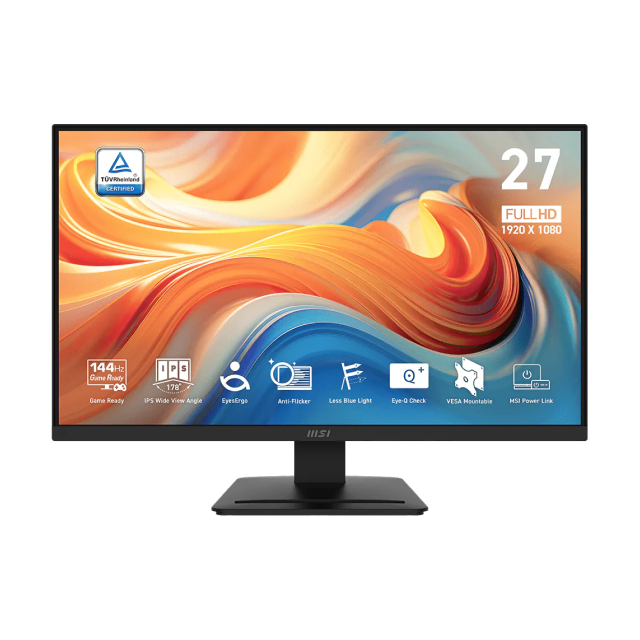 Monitor Plano MSI PRO MP273L E14 | 27" | 1920 x 1080 (FHD) | IPS | 144 Hz | 1 ms (MPRT) / 4 ms (GTG) | Adaptive-Sync / HDR | HDMI 2.0 / D-Sub (VGA) | Negro | PRO MP273L E14