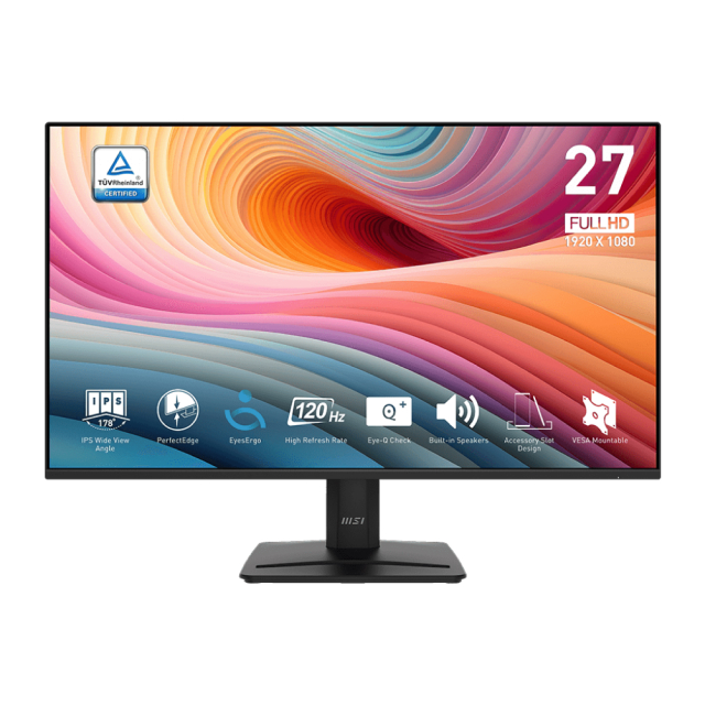 Monitor MSI PRO MP275 E2 | 27" | FHD | 1920 x 1080 (IPS) | 120 Hz | 1 ms (MPRT) | 4 ms (GTG) | Adaptive-Sync | PRO MP275 E2
