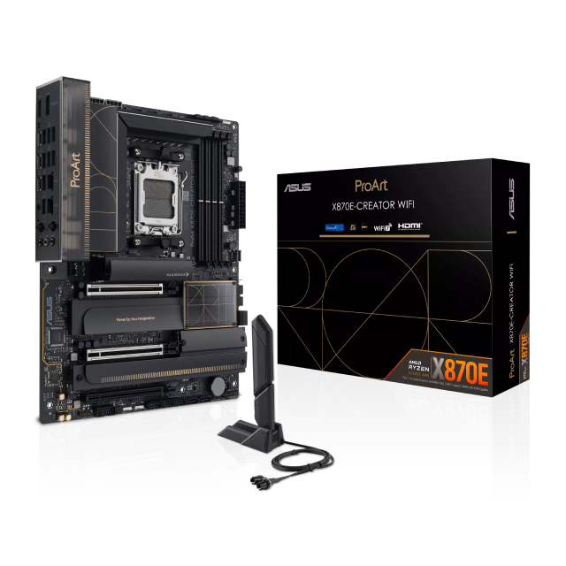 Tarjeta Madre ASUS ProArt X870E-Creator WiFi | ATX | AM5 | AMD X870E | DDR5 (Hasta 256GB) | HDMI / USB-C | Wi-Fi 7 | Bluetooth 5.4 | Negro | ProArt X870E-Creator WiFi