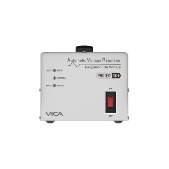 Regulador de Voltaje VICA Protect 3K | 3000 VA / 1800 W | 4 Contactos | Regulador Automático y Supresor de Picos | PROTECT 3K